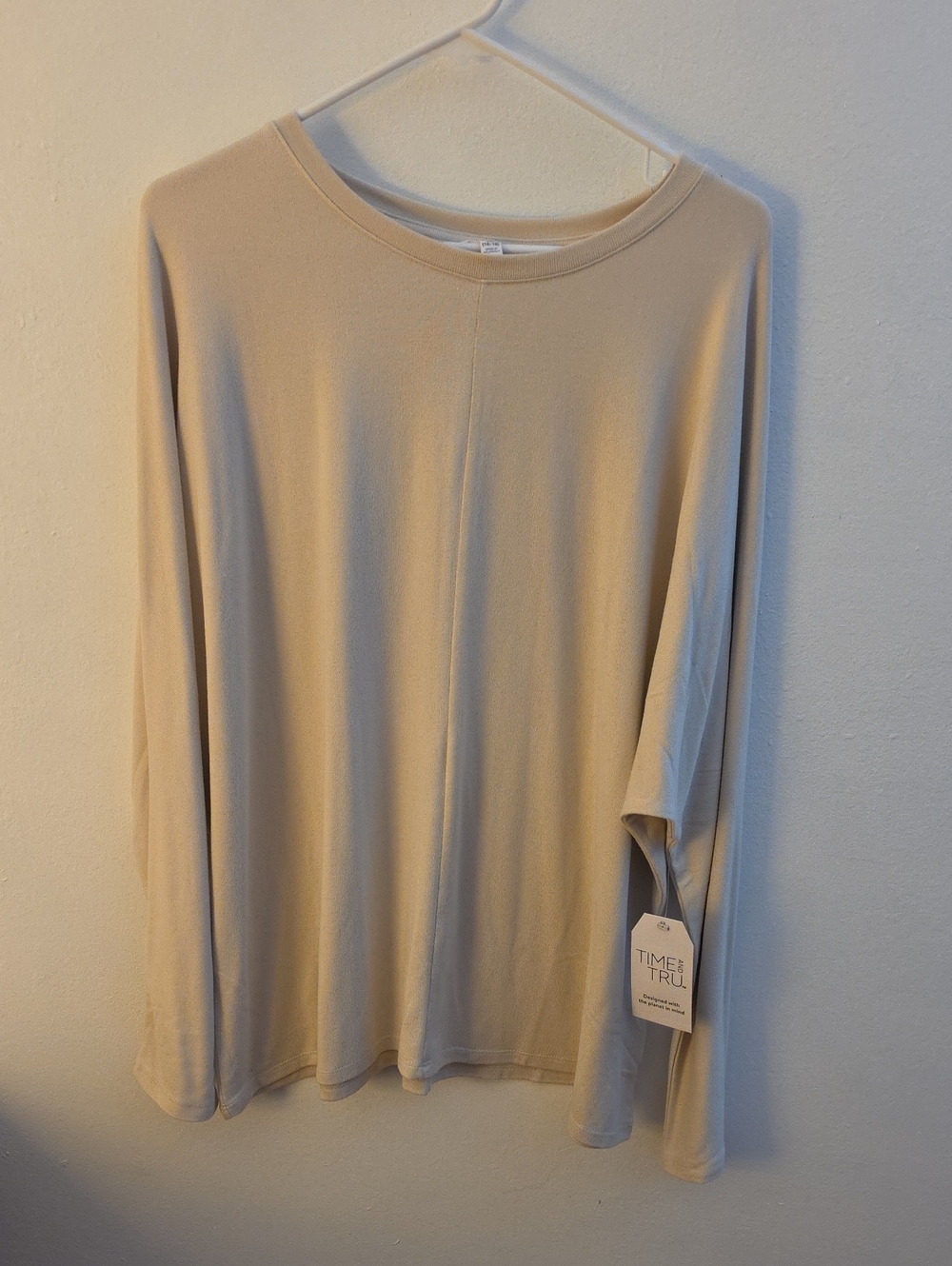 NWT Time and Tru Neutral Crewneck Long Sleeve Top Soft Sz XL